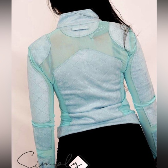 🆕🌿🤍LA SOCIETY: WHITE Suede Quilted Zip Up Jacket w/Mesh Panel LARGE - Picture 5 of 13